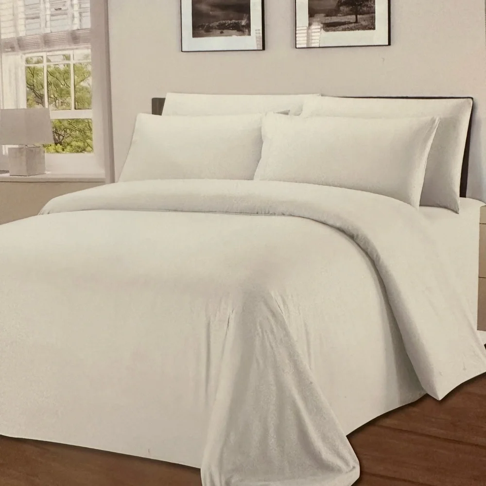 Transitional at Home King 6pc Sheet Set Embossed Stripes White as Snow
